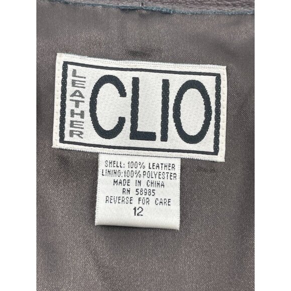 Vintage Clio Women's Brown Lined Leather Midi Pencil Skirt Y2K Size 12 - Picture 10 of 16